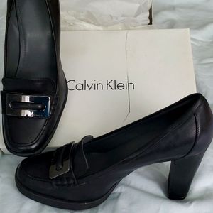 Calvin klein leather block heel shoes